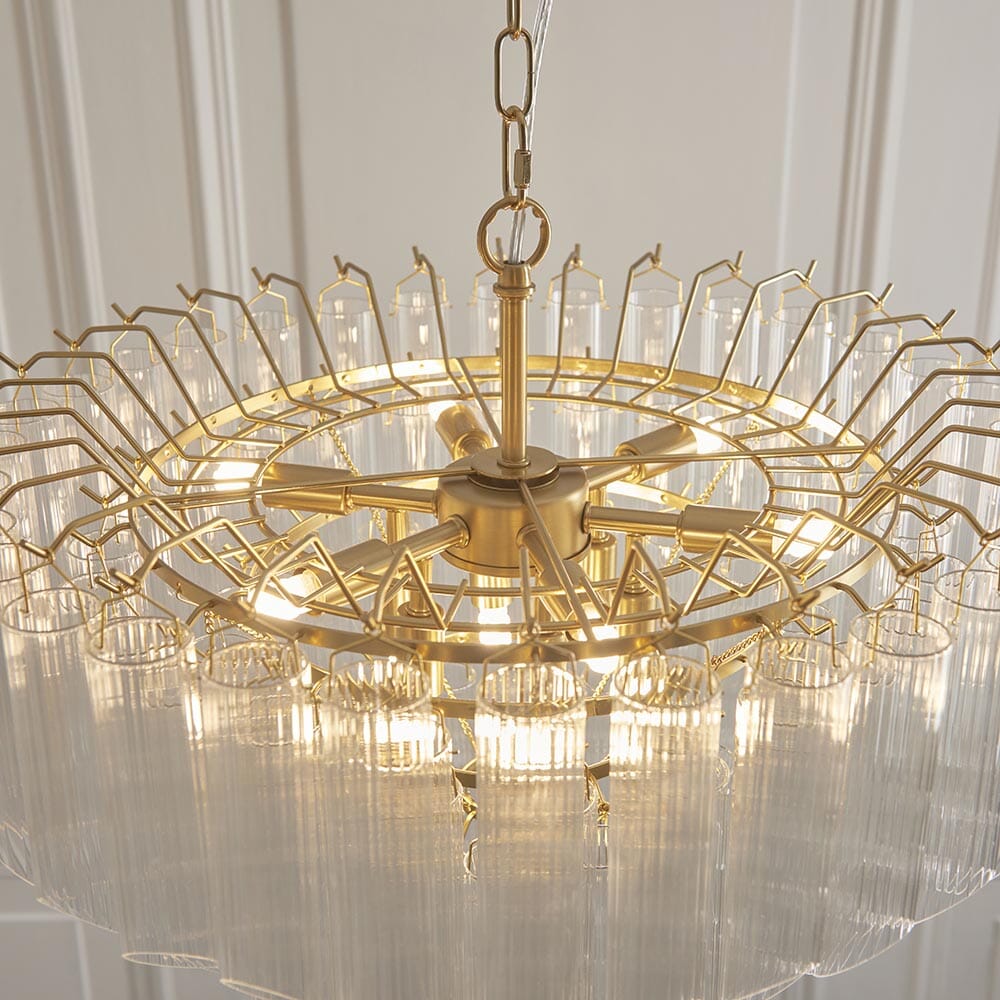 Maisie Luxury Gold & Glass 12 Light Pendant Ceiling Light
