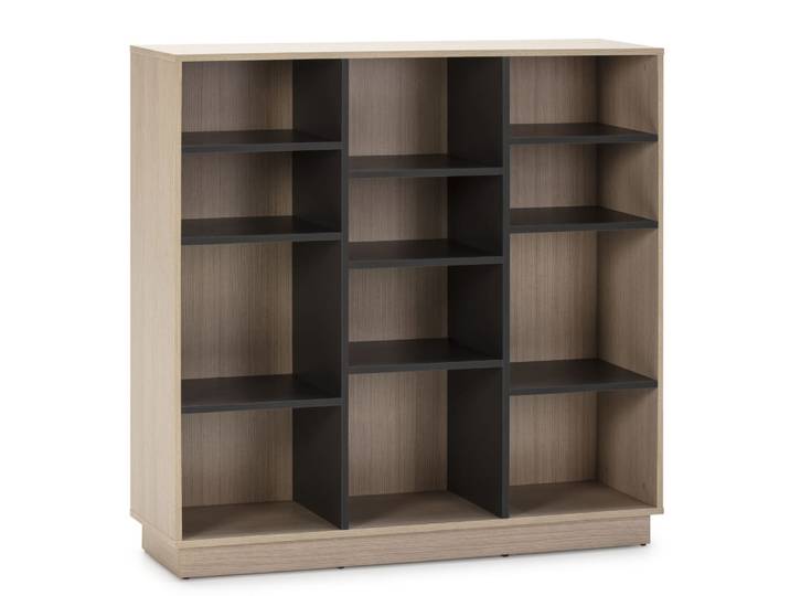 Étagère bibliothèque 110x110 cm, couleur chêne et gris