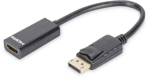 Digitus DB-340400-001-S DisplayPort / HDMI Adapter [1x DisplayPort Stecker - 1x HDMI-Buchse] Schwarz Rund, doppelt geschirmt