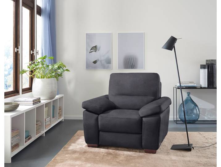 Sessel CALIA ITALIA Gaia, in edlem Design und mit erstklassigem Sitzkomfort , schwarz, B:100cm H:92cm T:94cm, Luxus-Microfaser Ginevra (100% Polyester), Sessel, Sessel, aus pflegeleichtem Luxus-Microfaser Ginevra Hydro Care