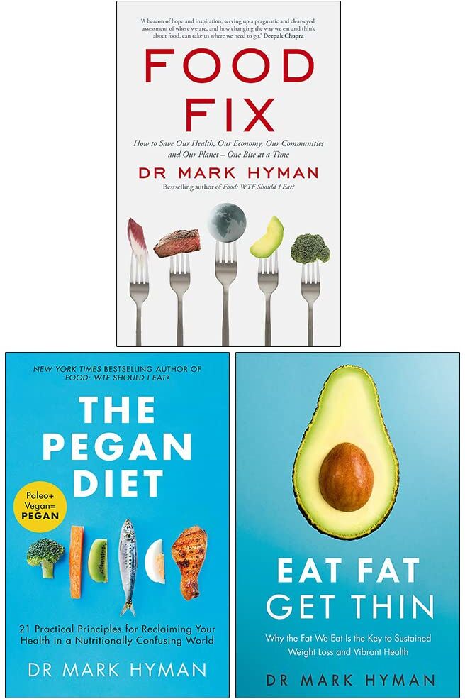 Yellow Kite Mark Hyman 3 Books Collection Set (Food Fix, The Pegan Diet, Eat Fat Get Thin) - Paperback Diet & Nutrition Books for Adults - New