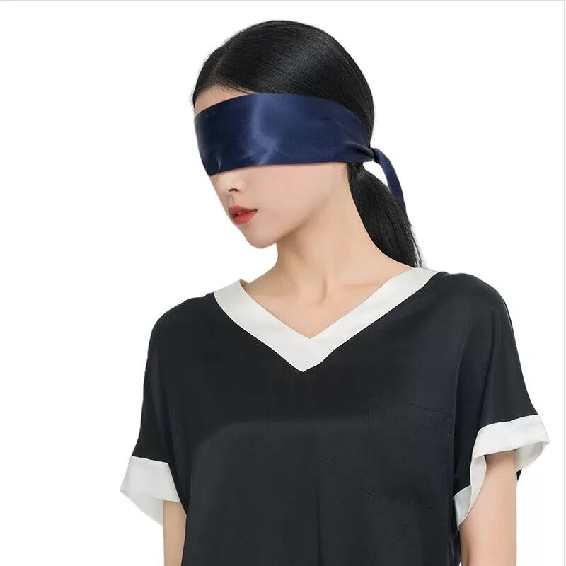 INF Écharpe longue en soie de mûrier 100% - Accessoire élégant et polyvalent Bleu