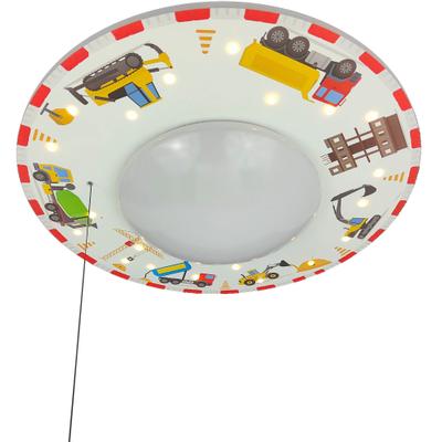 NIERMANN Deckenleuchte "Baustelle, Kinderlampe, Kinderzimmer", bunt (multi color), 1, Ø 54cm H: 11cm, 1 Stk., Leuchten, hochwertiger Druck auf kompletter Oberfläche, Kinderlampe