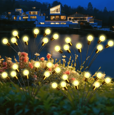 Inspire Picks 8 Pack Solar Firefly Garden Lights Wind Swaying LED Lawn & Landscape Lights warm 6led 2pcs