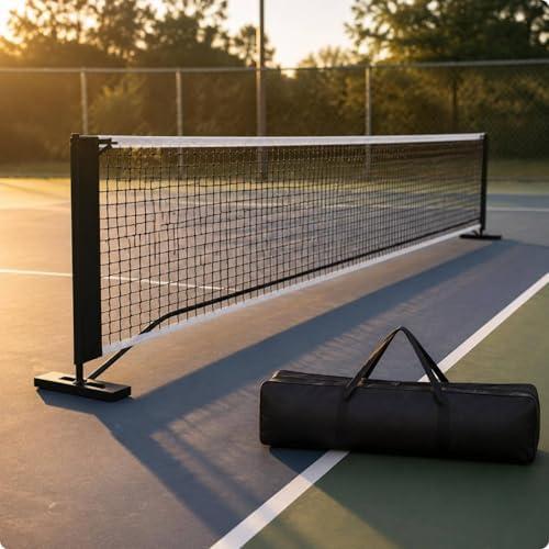 Tragbares Pickleball-Sportnetz mit langlebigem PE-Geflecht, verstärktem Rahmen und Netzgestell mit Rollen, weißes Netz inklusive Aufbewahrungstasche