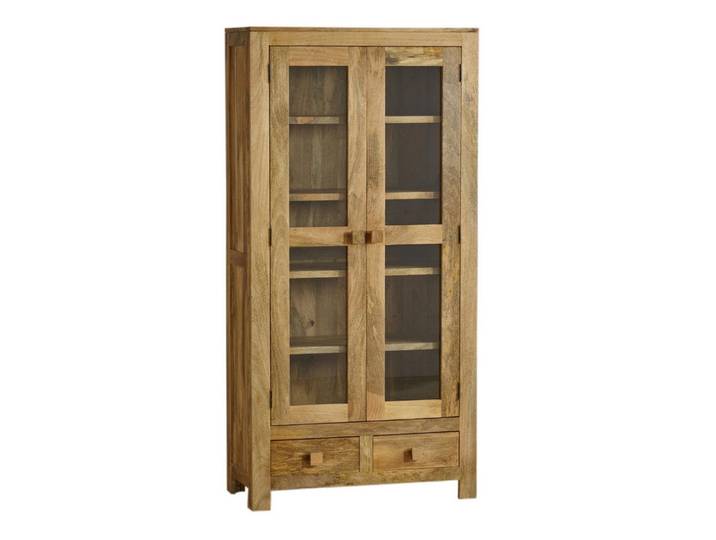 Indischesmoebelhausde Esstisch Vitrine Hina 100x180x45 aus Mangoholz, Nachhaltig und einzigartig gefertigter Stauraum