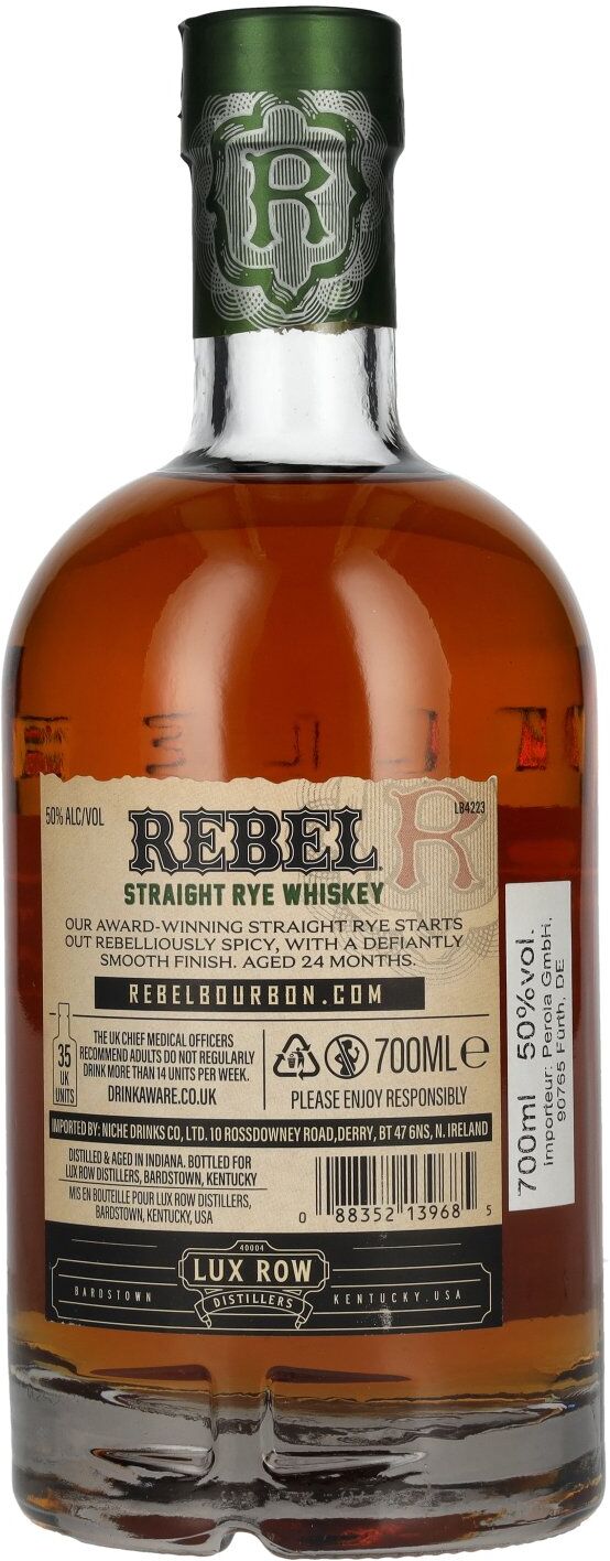Rebel Yell Whisky Rebel 100 Straight Rye Whiskey 50% Vol. 0,7l