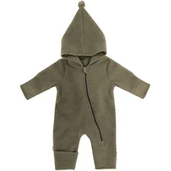 maximo Wollfleece-Overall mit Kapuze und Klappfuß, oliv, 74