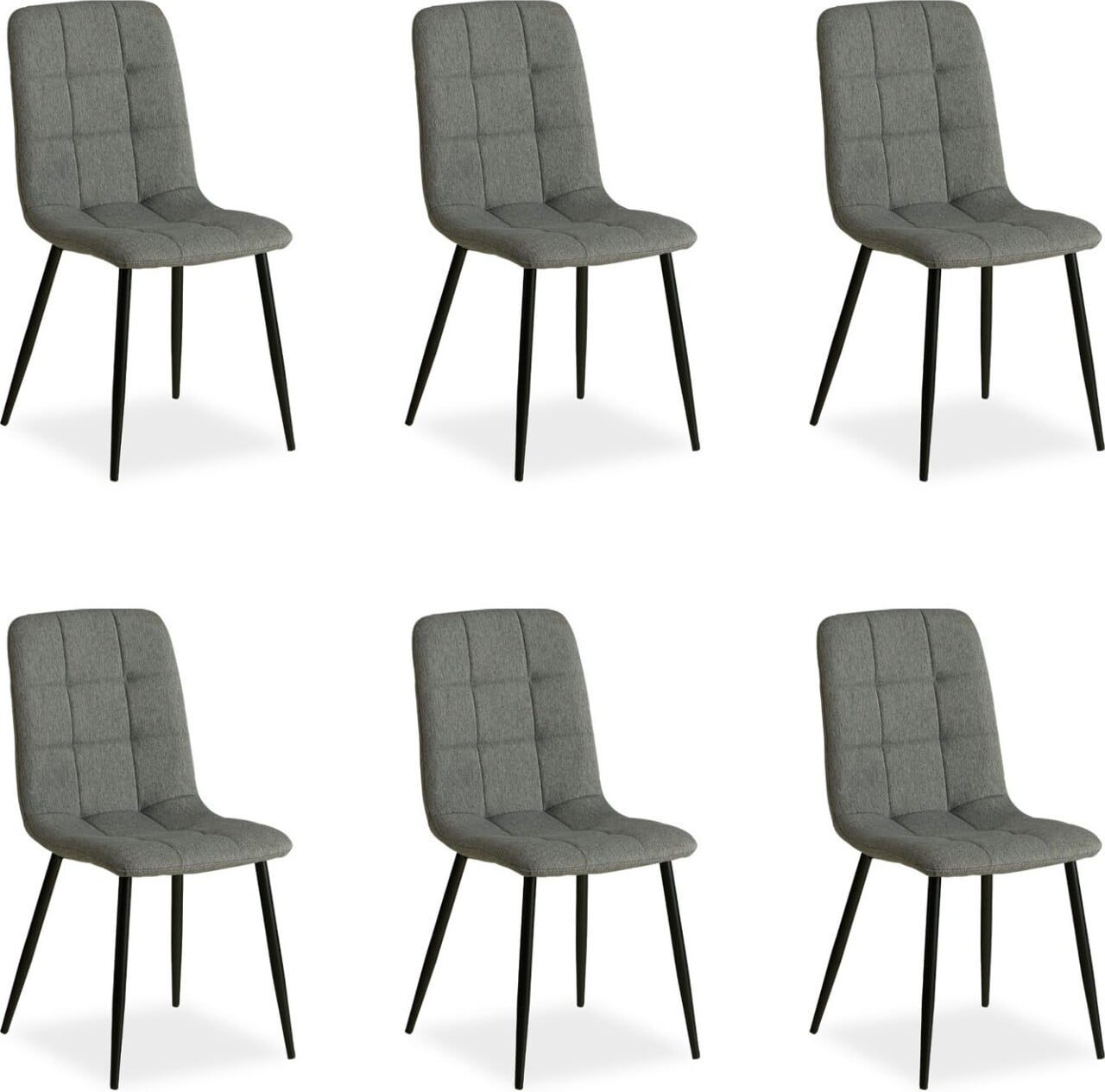 Homestyle4u Set van 6 moderne gestoffeerde eetkamerstoelen, grijs