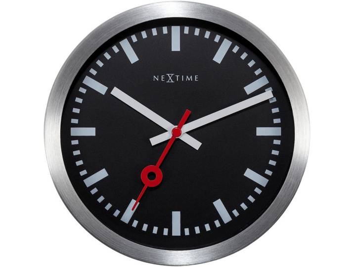 Nextime Wanduhr, Schwarz, Silberfarben, Metall, 19x19x3.8 cm, RoHS, CE, Dekoration, Uhr, Wanduhren
