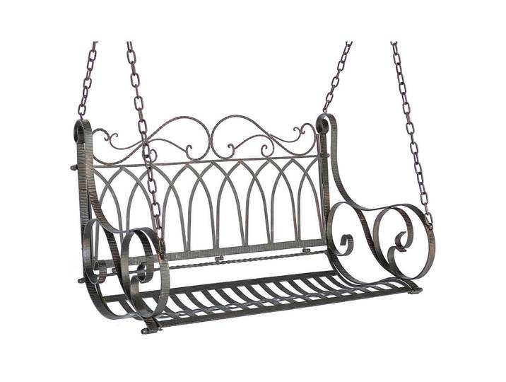 DanDiBo Hängebank mit Ketten Metall Braun 18688, 105x60x55 cm, Gartenmöbel, Gartenbänke