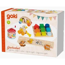 Goki Motorik Geschenkset Holz 5-teilig – Motorikspielzeug ab 1 Jahr, Lernspielzeug für Babys & Kleinkinder