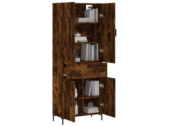 KTHLBRH Anrichte Eiche Rauch 69,5 x 34 x 180 cm Holz mehrschichtig Metallfüße, großer Stauraum, praktische Türen, Montage erforderlich