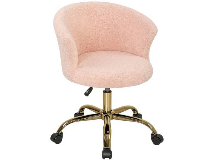 Chaise de bureau - Vinsetto - hauteur réglable - piètement acier doré - polyester - 58x56x76cm - rose
