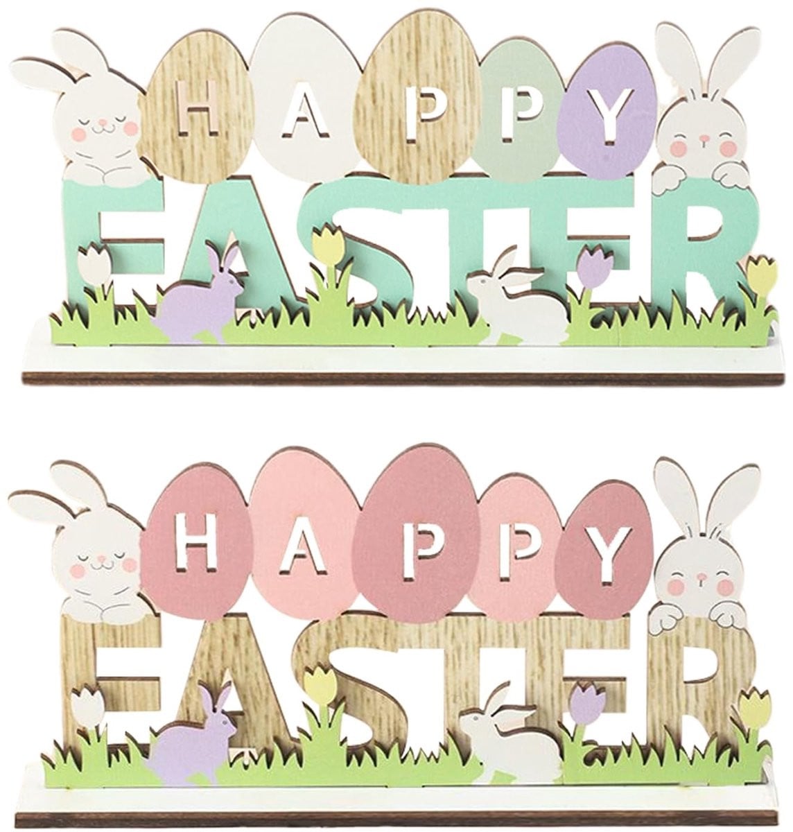 Dailygoods Decoratieve Paasstandaard met Happy Easter belettering van hout