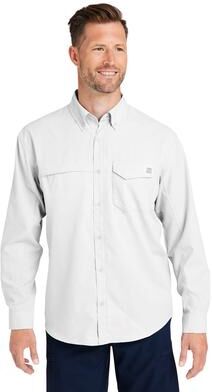 HUK H150172 Athletic Men's Tide Point Pocket Fishing Shirt in White size Small   Polyester