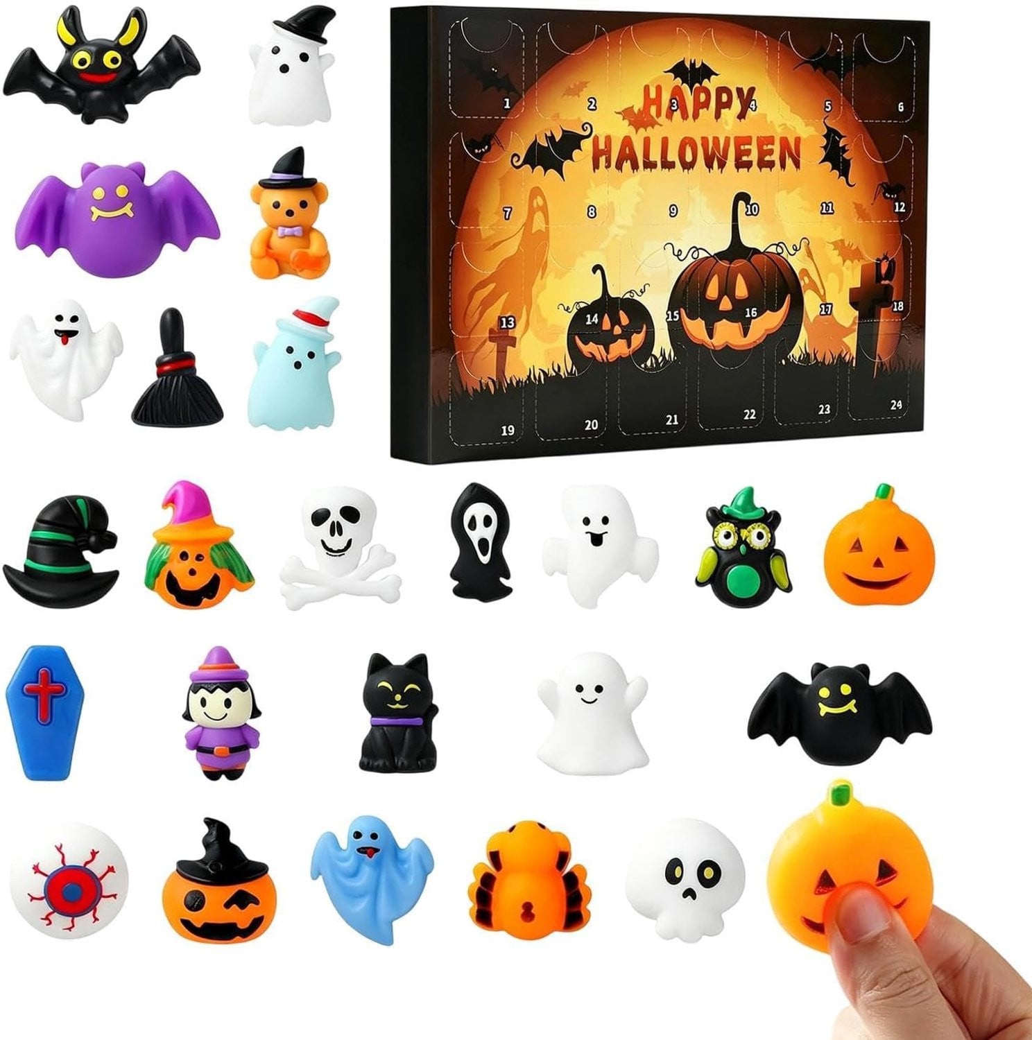 Bobypet Halloween Adventskalender met 24 acryl spoken en griezelige ornamenten voor tafeldecoratie
