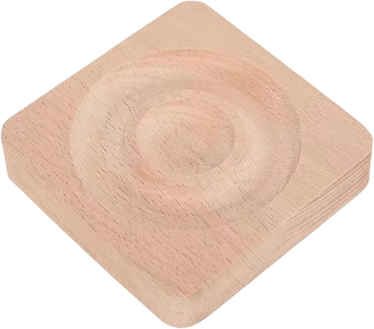 Sieraden dienblad van massief hout voor het maken van sieraden, Natuurlijk, 9,5 x 9,5 cm