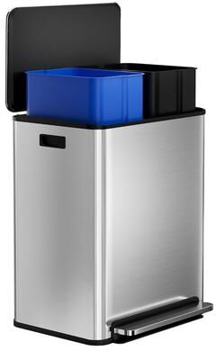 Garvee 2×8 Gal Stainless Steel Kitchen Trash Can, Dual Pedal Bin with Removable Buckets & Handles, Silver
