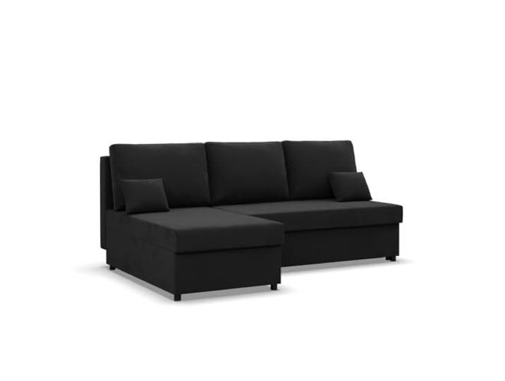 Mebligo Kemi - Ecksofa mit Schlaffunktion, Bettkastem, Komfort und Still, Schaum, schwarz (Mikrofaza 15)