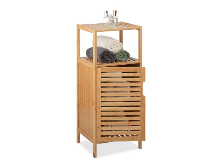 Schmaler Badschrank Bambus Hellbraun