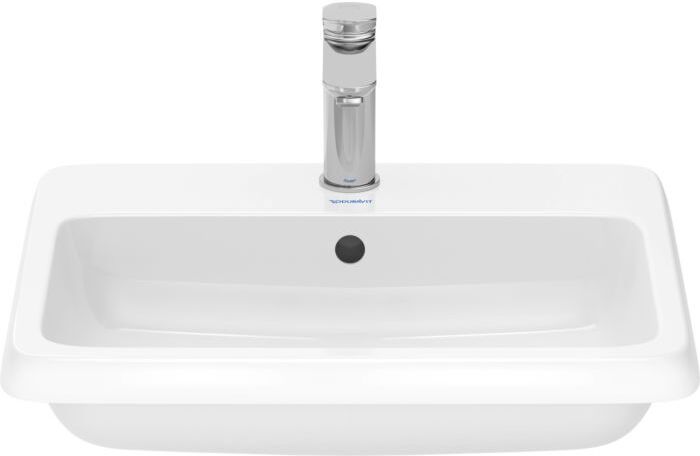 Duravit Qatego Einbauwaschtisch 2396550027 mit Hahnlochbank, Hahnloch, Überlauf, Weiß Hochglanz, 500mm