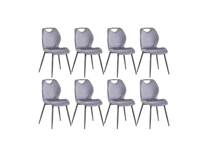 LuxusKollektion Esszimmerstuhl Esszimmerstuhl Polsterstuhl Metallbeine Küchenstuhl 8er-set Grau