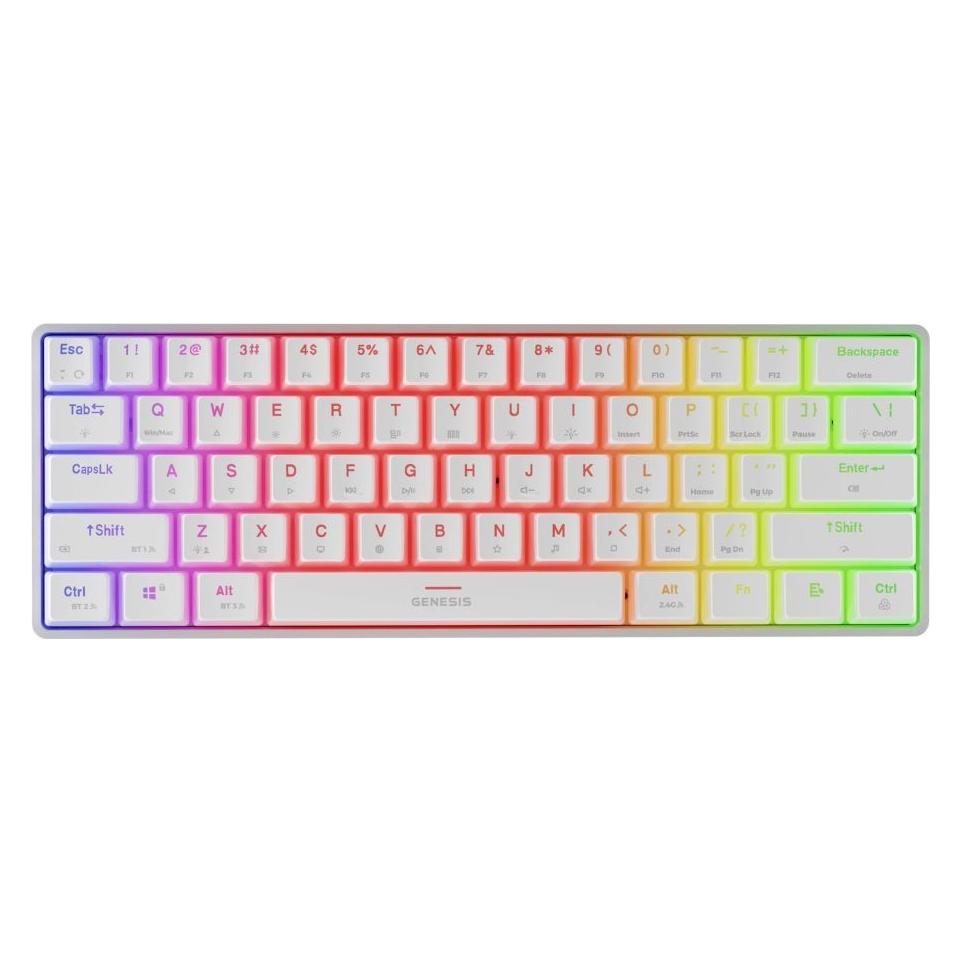 Genesis Klawiatura Dla Graczy Thor 660 G2 Us White Bezprzewodowa RGB Mechaniczna Gateron Brown (US, Kabelgebunden, Kabellos) (NKG-2197)