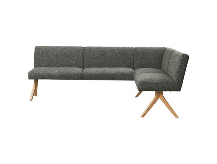 Linea Natura Eckbank, Graugrün, Holz, Textil, Eiche, vollmassiv, 218x172 cm, Esszimmer, Bank, Eckbänke
