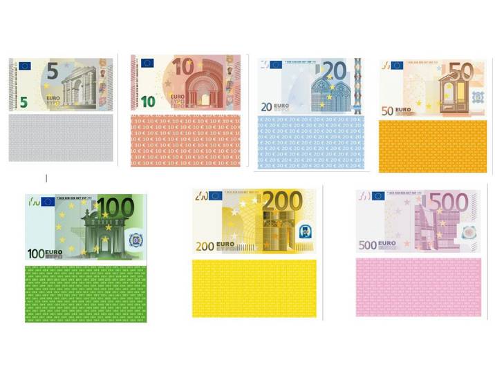 LYSCO Spielgeld Banknoten SET Geldschein Euro - 125% des Originals, nach Vorschriften der EZB erstellt - auch einzeln bestellbar