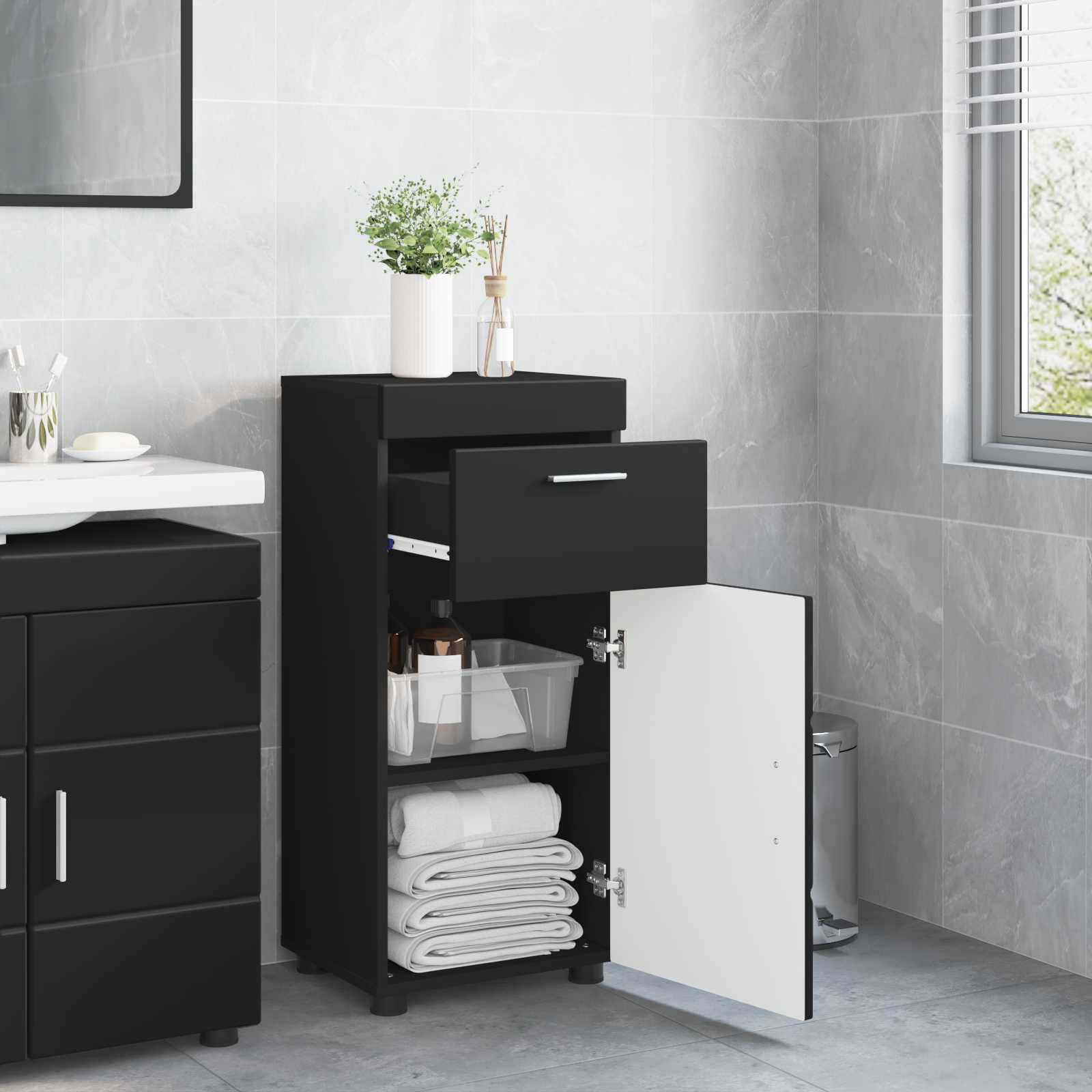 vidaXL Ensemble d'armoire de salle de bain TULUM Noir