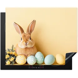 HERDABDECKPLATTE Eier - Kaninchen - Pastellfarbtöne Herdabdeckung Induktionsfeld 65x52 cm