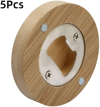 Uplift Curations BrewSnap Bamboo Magnetic Bottle Opener Round Portable Fridge Magnet Beer Opener For Home & Parties opener 5pcs