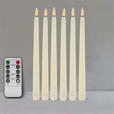 Inspired Living 6 Or 12 Piece LED Flameless Taper Candles Flickering Battery Operated Candles For Wedding And Home Decor 6pack B Style