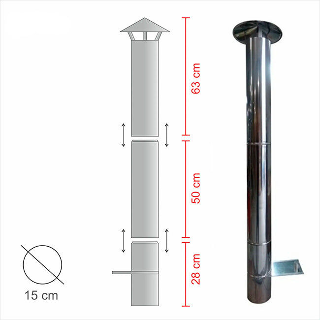 My-Barbecue Chaminé INOX Completa 100cm para MAXIMUS 100cm AC58F