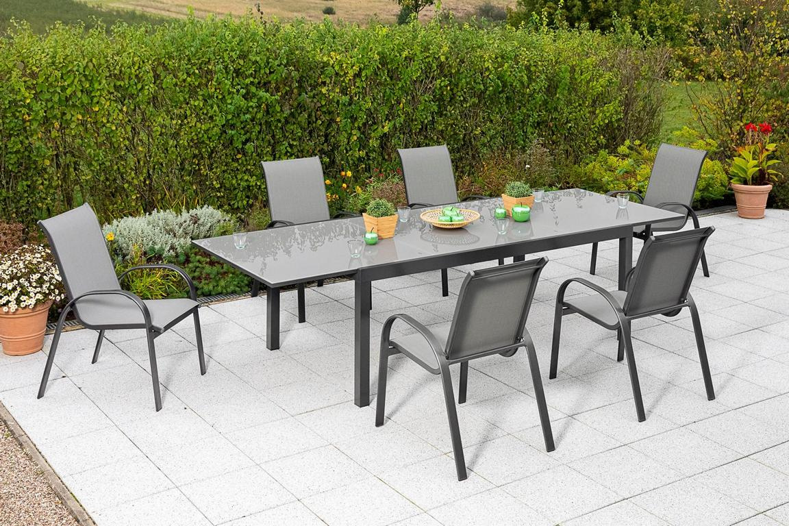 MERXXHANDELS Amalfi Set 7tlg 6 Sessel Semi Tisch 200(300)x110cm 16909408