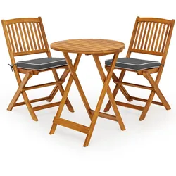 Helloshop26 - Set aus 3 klappbaren Bistrostühlen für die Terrasse 60 x 74,5 cm ergonomischer Stuhl mit weichen Kissen natürliche 20_0011739