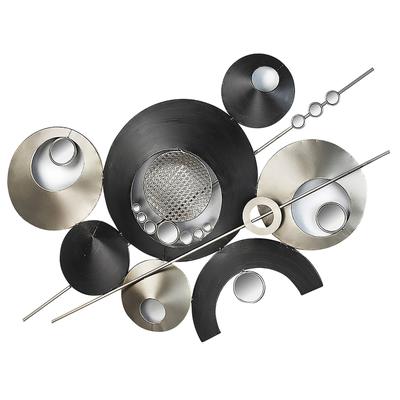 Wanddekoobjekt LOCKER "Wandbild Kreise/Spiegel", schwarz, B:114cm H:5cm T:66cm, Metall, Wanddekoobjekte