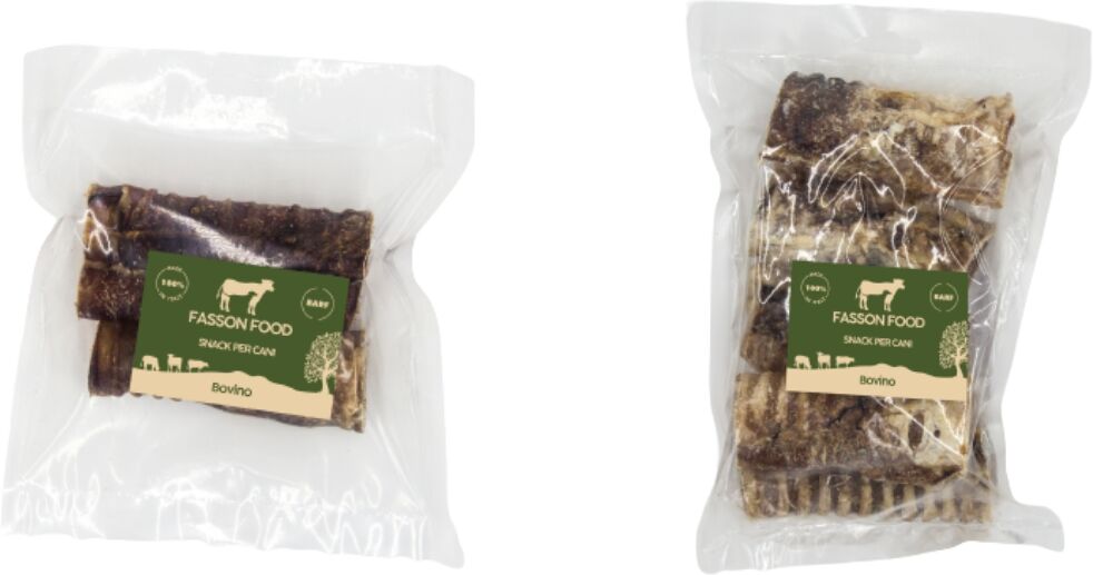 Fasson Food Trachea Bovina Masticativo per Cani Filiera Piemontese SECCHIELLO 800 G