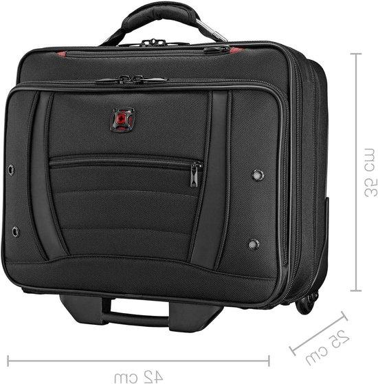 Laptop-Tasche mit Rollen - Business-Trolley - Für Büro oder Reisen - Mit separatem Fach für Übernachtungsgepäck - 24 Liter - Schwarz