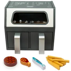 Spiel-Airfryer Holz 27 x 20 x 24,5 cm bunt Plexiglas-Display 2 Schubladen Spiel-Essen - mamamemo Airfryer Set