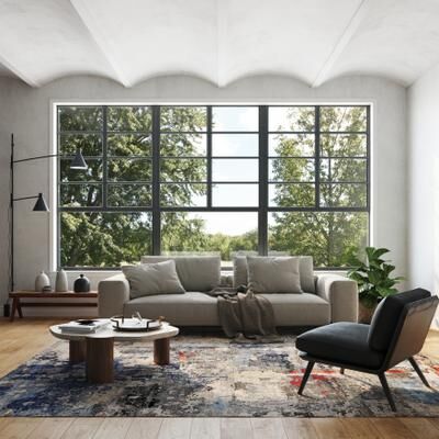 EXQUISITE RUGS Laureno Hand-knotted Bamboo Silk Blue/Grey Area Rug