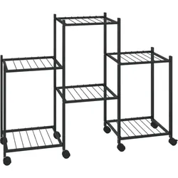 Helloshop26 - Pflanzgefäß auf Rollen zum Bewegen von Pflanzen 83 x 25 x 63,5 cm schwarzes Eisen