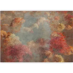 Artgeist, Tapete, Fototapete - Nature in autumn - landscape of autumn trees in painted retro style (400 x 280 cm)