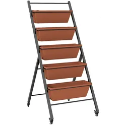 COSTWAY Vertikales Hochbeet, 5 Ebenen, Vertikales Beet mit Rädern, Blumenbeet mit Pflanzgefäßen, Blumenkasten
