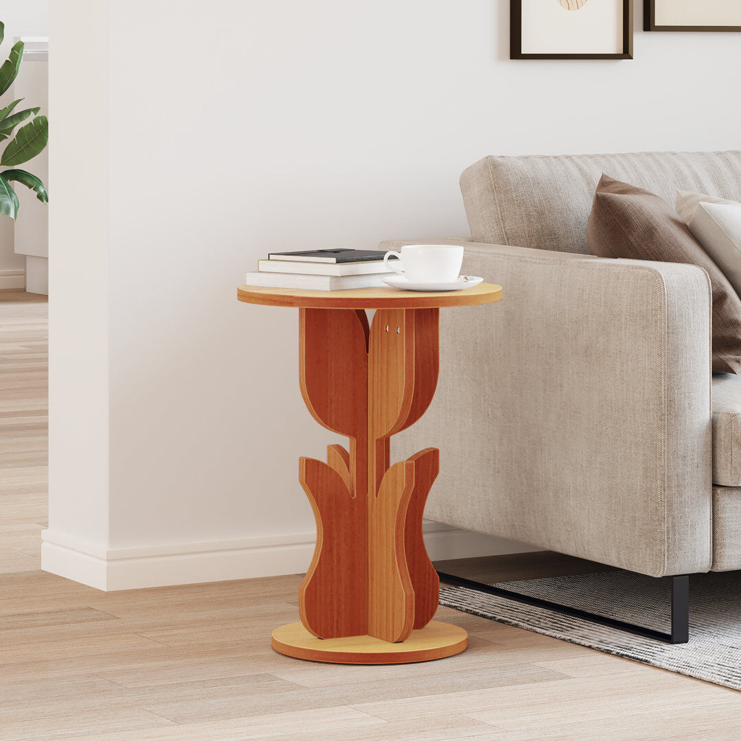 Lark Manor Side Table Solid Pine Wood Wax Brown 53.5cm H X 39.5cm W X 39.5cm D