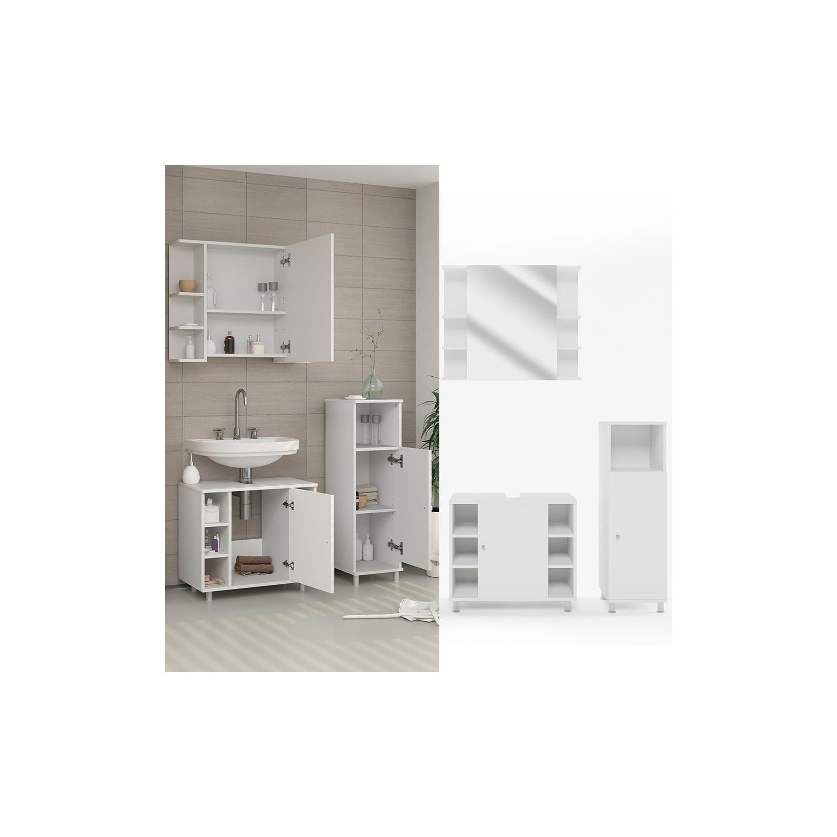 Vicco Badmöbel Set Fynn Badezimmer Spiegel Kommode Unterschrank Bad Weiß