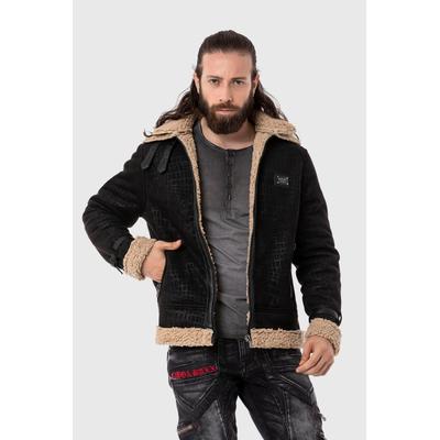 Parka CIPO & BAXX "Jacke", Herren, Gr. XL, schwarz, Stoff, 100% Polyester, unifarben, regular fit normal, Jacken Parka, im Flieger-Look