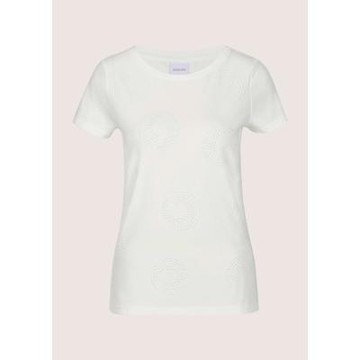 Kurzarmshirt MADELEINE "T-Shirt Elegantes Shirt mit Glanzakzenten, Rundhals", Damen, Gr. 36, weiß (wollweiß), Obermaterial: 95% Baumwolle CO. 5% Elasthan EL., Modern, tailliert, Shirts, Ziersteine