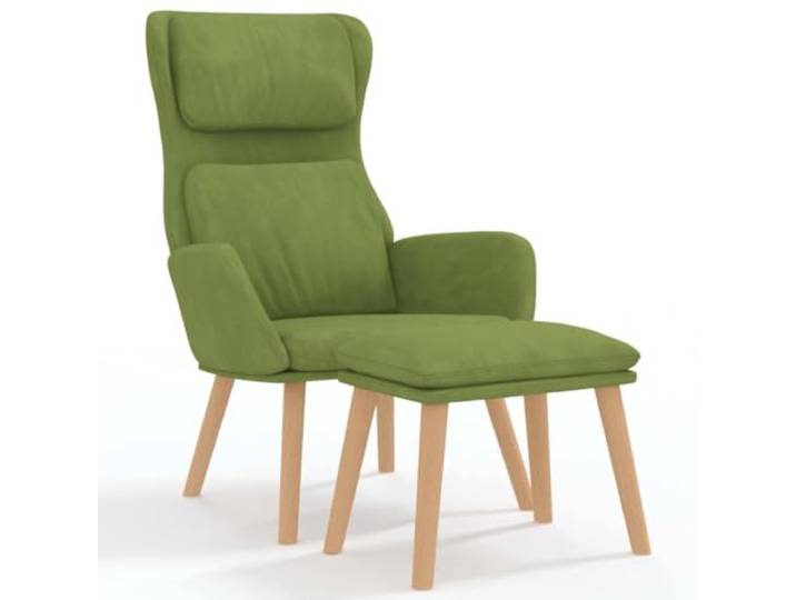 Makastle Relaxsessel mit Hocker Hellgrün Samt